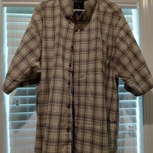 Van Heusen Gray and Tan Casual Button Down Shirt